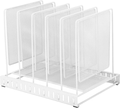 EASEPRES 5 Section Vertical Metal Mesh Desk File Organizer, Spacing Adjustable Upright Desktop Paper Mail Document Magazine Sorter Folder Holder for Workspace Office School Home, White