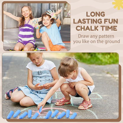 Fulmoon 40 Pcs Jumbo Sidewalk Chalk for Kids Outdoor Art Non Toxic Large Washable Street Chalk for Adults Drawing Painting Classroom(Blue,Sharp Style)