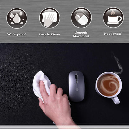 K KNODEL Desk Mat, Blotter, Dual-Sided Office Desk Pad, Waterproof Desk Mat for Desktop, Desk Blotters, PVC Leather Pad Protector (Black, 31.5" x 15.7")