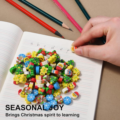 320pcs Mini Christmas Erasers for Kids Bulk, Cute Small Erasers for Christmas Party Favors Goodie Bags Stuffers Stocking Stuffers Holiday Gifts Classroom Rewards