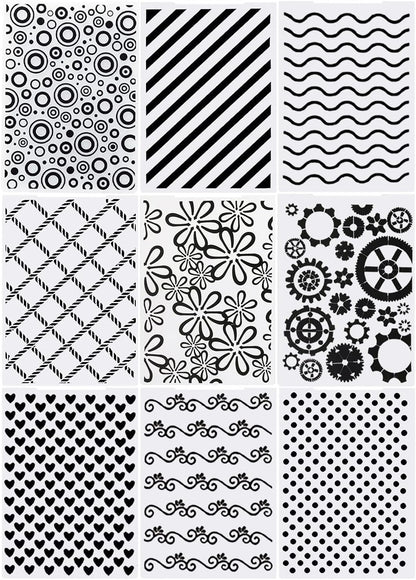 9 Plastic Embossed Folders - DIY Craft Template for Photo Album, Scrapbook & Card Making Supplies (Classic Style)