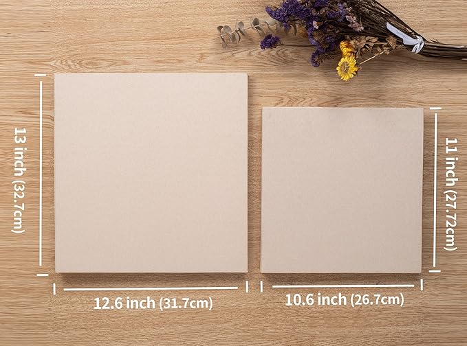 Large Photo Album Self Adhesive 4x6 8x10 10x12 13"x12.8" Magnetic Scrapbook 12.6"x11" 60 Sticky Pages Linen Cover Beige DIY Photo Album with A Metallic Pen and DIY Stickers