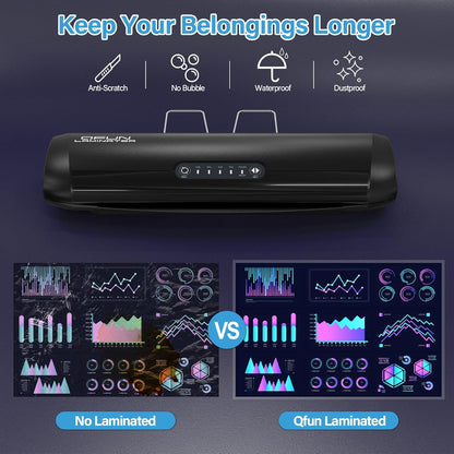 3-10 Mil Commercial Laminator Machine with Laminating Sheets, 4-Roller Jam-Free Thermal Laminator Machine 11x17, Fast Warm-up 13 Inch Laminating Machine, Hot Lamination Machine for Office School Home