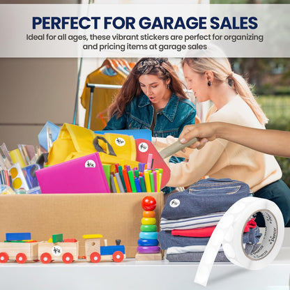 Perco White 1-Inch Round Circle Dot Sticker Labels with Removable Adhesive – 1,000 Labels per Roll – Versatile, Vibrant Colors, Reliable Hold, No Residue, Perforated for Convenient Use – Made in USA