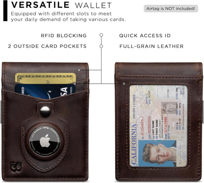 SERMAN BRANDS Money Clip Wallet - Mens Wallets slim Front Pocket RFID Blocking Card Holder Minimalist Mini Bifold