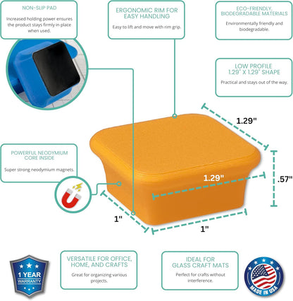 Glassboard Studio MiniBar Magnet - Strong Neodymium Rare Earth Magnets for Fridge, Whiteboard, Locker & Magnetic Glassboards - Crafting & Office Use - Strong Fridge Magnets (Tangerine Orange, 4)