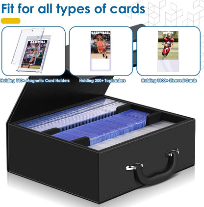 110+ Magnetic Card Holder Card Deck Case, Leather Magnetic Closure Commander Card Portable Storage Box Card Holders Fit for Baseball Cards, Sports Cards, MTG, Game Card Standard Cards
