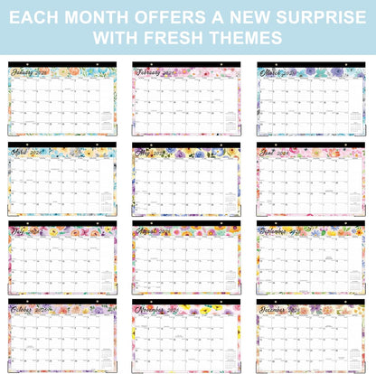 Lbylyhxc Desk Calendar 2026-2027, 18-Month School Year Calendar 2026-2027, January 2026 to June 2027, Large Desktop Calendar Monthly for Teacher with Corner Protectors 17" X 12" (Watercolor Flowers Desk Calendar, 17x12 inches)