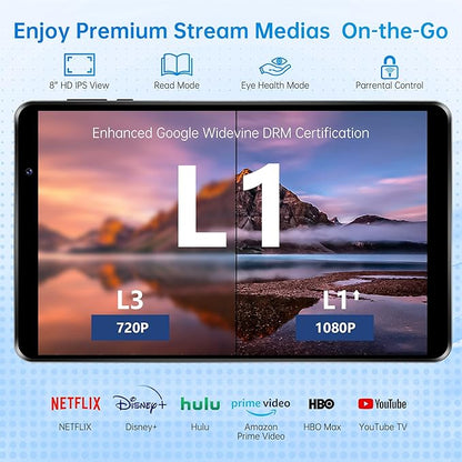 HAOVM M8 Android 15 Tablet 8 inch,8 core CPU,12GB+64GB,2TB Expandable,HD IPS Display,Widevine L1,Wi-Fi 6,BT5.4,5MP+8MP Camera,5100mAh Large Battery,Tablet for Kids,Black