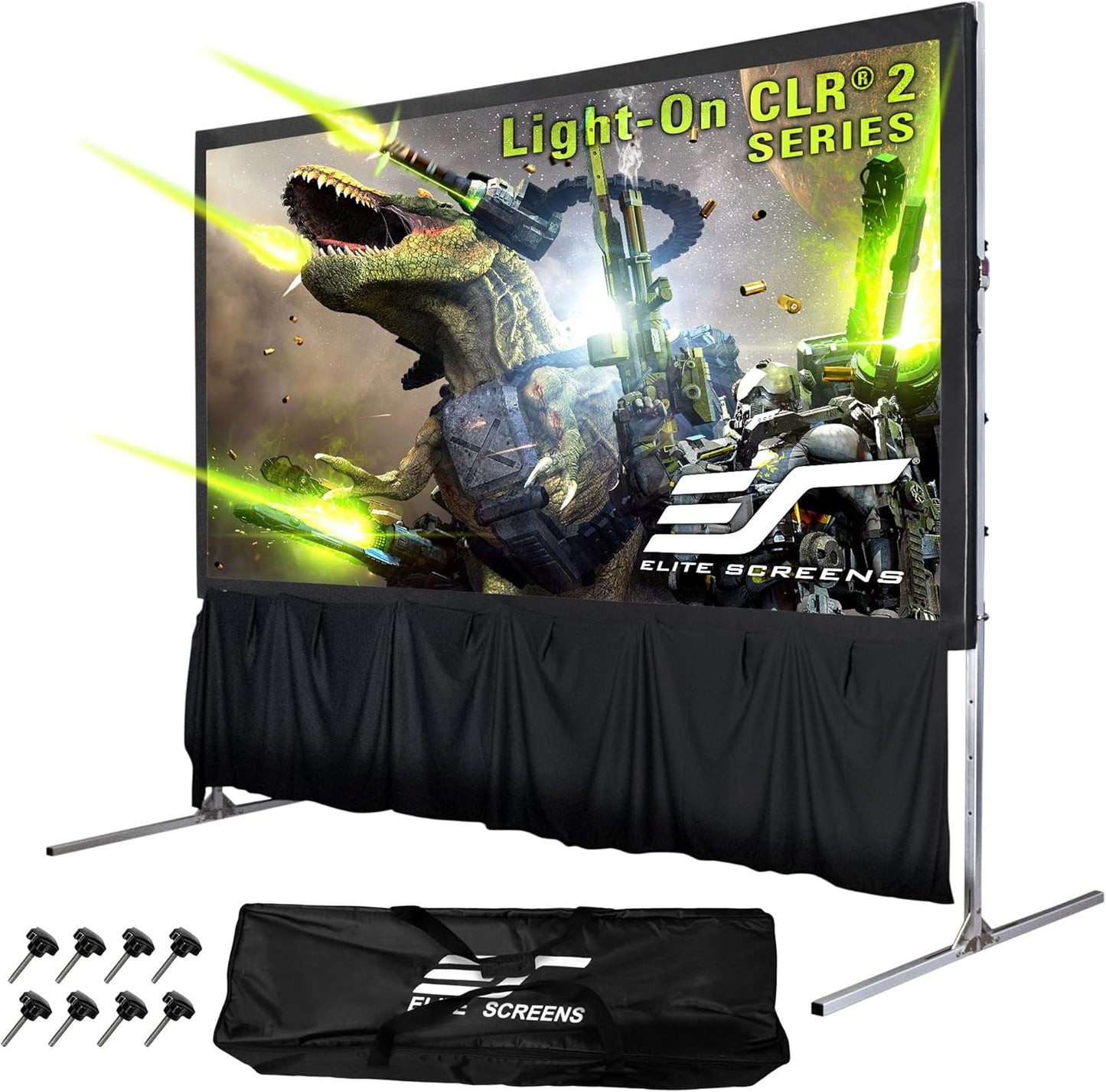 Elite Screens 123-Inch Portable CLR and ALR Projector Screen with Stand, Indoor/Outdoor Use, Height Adjustable, Ambient Light Rejecting Screen for Short/Ultra Short Throw Projectors, LPS123H-CLR2