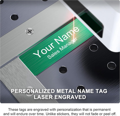 Magnetic Name Tags | Personalized Engraved Metal Identification Badges with Pin or Adhesive Backing | Custom ID Tags | 3"x1"