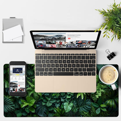 Large Mouse Pad Monstera Leaf Gaming Desk Pad Computer Keyboard Non-Slip Waterproof Mouse Mat with Rubber Base and Stitched Edges Entertainment Office Writing Desk Mat 35.4 x 15.7 Inches