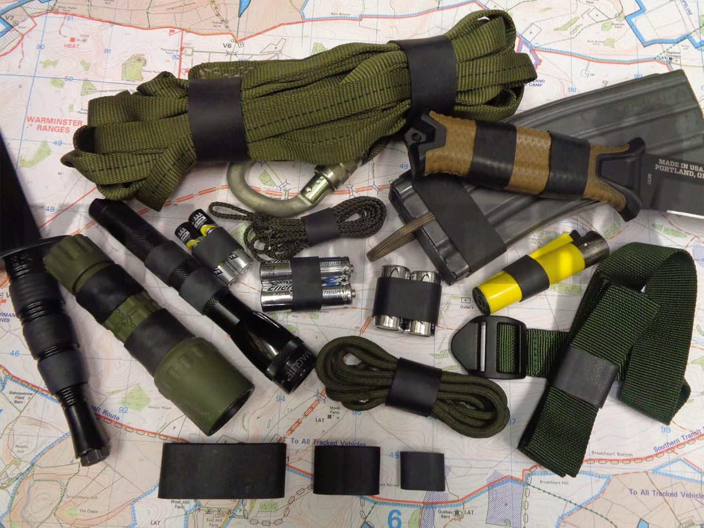 Tactical Rubber Band Black - Heavy Duty UV Heat Cold Resistant Thick Strong Elastic Rubber Bands Outdoor Hiking Backpacking Survival Camping Biking Fixed Item (#84)