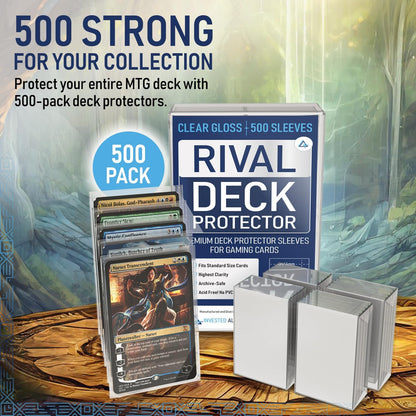 Premium Rival Clear Gloss Deck Protectors | MTG Card Sleeves Clear, Magic Cards Sleeve, Bulk Sports/TCG Card Sleeves, MTG Game Sleeve, Ultra Extra Thick Magic Protector, Commander Shield.