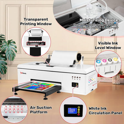 InkSonic R1390 DTF Printer, A3 T shirt Printing Machine with Laptop and Oven Bundle, 13" DTF Printer Machine, Direct to Film Heat Transfer, T-Shirt Maker for Clothes Design, Custom DIY Printing