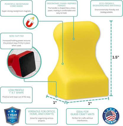 Glassboard Studio MiniPawn Magnet - Strong Neodymium Rare Earth Magnets for Fridge, Whiteboard, Locker & Magnetic Glassboards - Crafting & Office Use - Strong Fridge Magnets (Sunshine Yellow, 12)