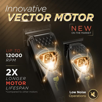 Fagaci Professional Hair Clippers for Men with DLC Blades and High Torque Vector Motor, Barber Clippers and Trimmers Set Zero Gap, 12000 RPM Hair Cutting Kit, Mens Haircut Cordless Clipper for Barber