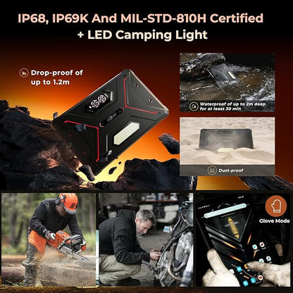 HOTWAV R9 Pro 2025 Rugged Tablet 2K 11-Inch Android 14 Tablets, 20080mAh Waterproof Tablet 20GB+256GB/2TB TF Outdoor Tablets 64MP+16MP IP68IP69K/4G Dual SIM/WiFi 5/Face ID/GPS/OTG/Camping Lanten