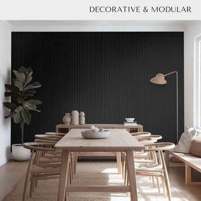 Large Cork Boards for Walls Black Felt Board Alternative - Slat Wall Paneling, Felt Bulletin Board Tiles for Office Decor, Push pin Board Office Wall Organizer -12-Pack (Black)