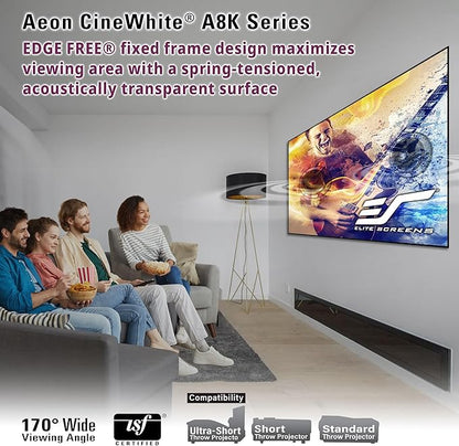 Elite Screens Aeon CineWhite A8K Wide, 138-INCH DIAG, 2.35:1 Aspect Ratio, Acoustically Transparent Perforated Weave, AR138CA8K-WIDE