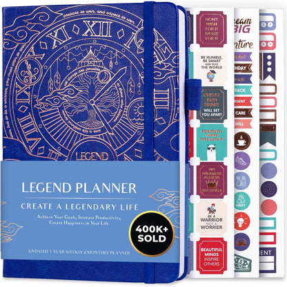Legend Planner – Weekly & Monthly Life Planner to Hit Your Goals & Live Happier. Organizer Notebook & Productivity Journal. A5 (Royal Blue)
