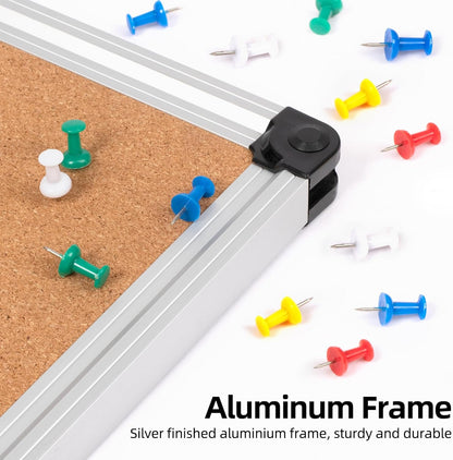 Board2by Extra Large Cork Bulletin Board 60" X 36", Silver Aluminum Framed 5'x3' Corkboard for Wall, Wall Mounted Notice Pin Board with 18 Push Pins for School, Home & Office