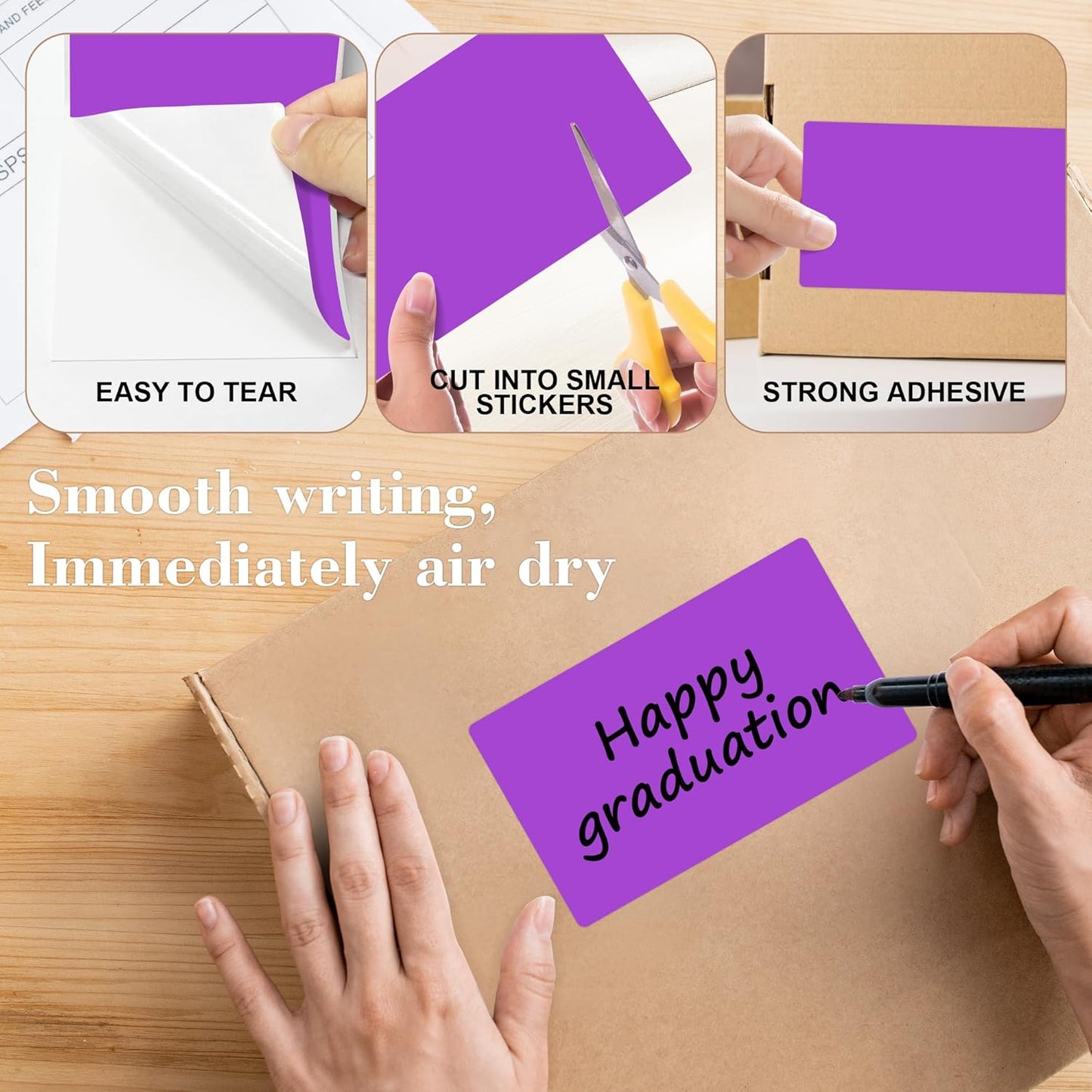 PARLAIM 3x5 inch Rectangle Color Code Stickers, 1000PCS 4 Rolls Square Adhesive Inventory Label, Purple