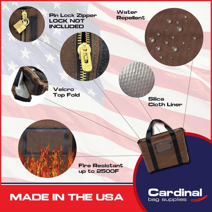 Fire Resistant and Water Repellent Briefcase Document Bag 14 x 11 x 3 Inch