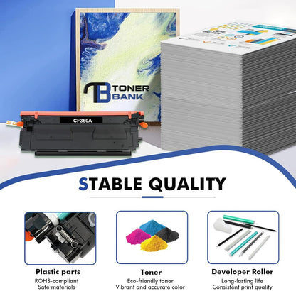 508A 508X M553 Toner Cartridge Set 4 Pack Replacement for HP 508A M553 508X CF360A CF361A CF362A CF363A for HP Enterprise M553dn M577 M553X M553N 553 Printer Ink New Version (BK/C/Y/M)