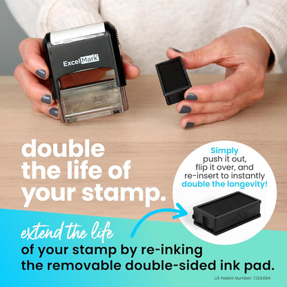ExcelMark Custom Stamp – Clear & Crisp Impressions – Personalized Self-Inking Rubber Stamp – Use for Address Stamp and More (Medium)