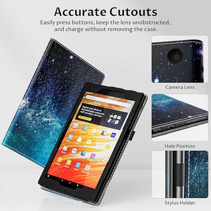 VORI Case for All-New Amazon Kindle Fire HD 10 Tablet (13th/11th Generation 2023/2021 Release) and Fire HD 10 Plus 10.1" - Slim Folding Stand Folio Cover with Auto Wake/Sleep & Hand Strap, Galaxy