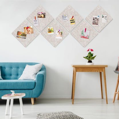 AKTOP Cork Bulletin Board 12x12, 1/2" Thick Felt Cork Board Tiles 6 Pack, Small Square Pin Board for Wall, Self Adhesive Corkboards with 60 Push Pin Wood Clips for School, Home & Office, Latte