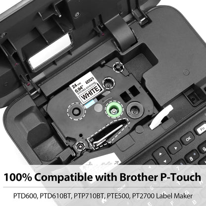 Label KINGDOM TZe-S251 24mm Extra Strength Adhesive Tape Replacement for Brother TZeS251 TZ Tape 24mm 0.94 Strong Adhesive Black on White 1" for Brother P-Touch PTD600 PTP710BT PT2730, 3-Pack