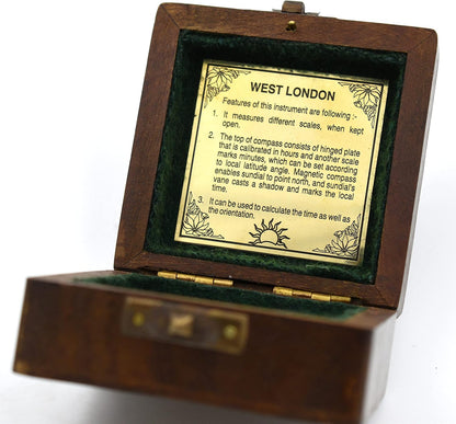 SARA NAUTICAL Antique Brass Sundial Compass, Sundial Clock in Box Gift Sun Clock Ship Replica Watch,Ship Decorations