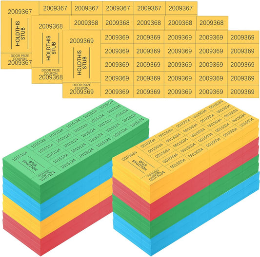Kosiz 2000 Sheets Raffle Ticket 25 Bid Chinese Auction Tickets Tricky Tray Basket Raffle Sheets for Back to School Class Rewards Carnival Door Prizes Events(Dark Yellow, Red, Lake Blue, Dark Green)