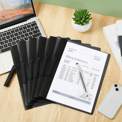 Maitys 25 Pack Clear Report Covers with Clip 11.4 x 9 Inch Presentation Folders Transparent Front Cover Portfolio Folder Resume Folder Interview Report Folders for Letter Size(Black)