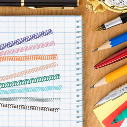 120 Pack Plastic Spiral Binding Coils Binder Binding Spirals Rings Multi Size Spiral Binding Wire Combs Spines Coils, 4:1 Pitch (Pastel Color, 1/4 Inch)