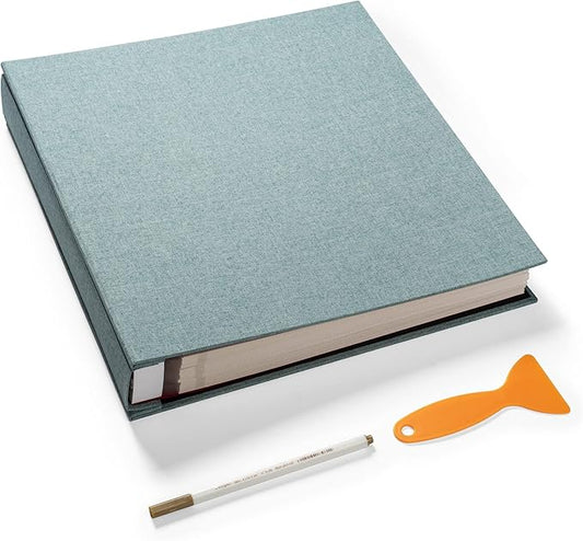 Super Large Photo Album Self Adhesive Scrapbook Album for 4×6 5×7 8×10 10×12 or Bigger Pictures DIY Magnetic Linen Cover Album 80Sheets/160Pages DIY Photo Album(Green)