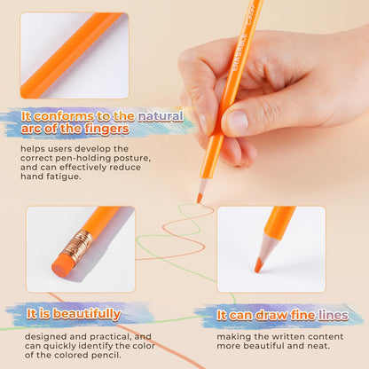 Smilo 36-Count Erasable Colored Pencils with Erasers - Vibrant & Smooth Colors for Drawing, Coloring Books, School Art Projects - Premium Art Supplies for Kids, Adults & DIY Crafts