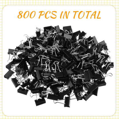 Jetec 800 Pieces 1 Inch Black Binder Clips Bulk Medium Paper Clamps Metal Paper Clips for Teachers Students Classroom Business Office and School Office Supplies
