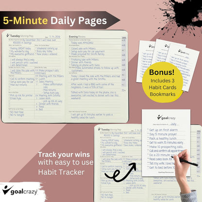 Undated Planner – 90 Day Guided Journal & Productivity Organizer, A5 Daily & Weekly Planner 2025 2026 with Goal Setting, Habit Tracker, To Do List, Academic & Work Calendar, Leather Hardcover - Rose Gold