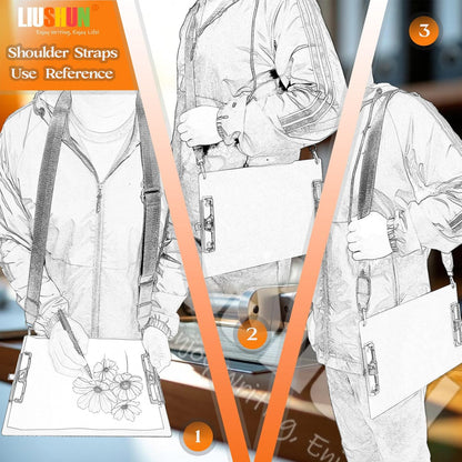 Aluminum Metal Clipboard with Detachable Adjustable Shoulder Strap A4 Double Clip Board Stainless Hangable w/Pen Holder Letter 9" x 12.6" for School Office Business Factory (Purple-with Strap, A4)