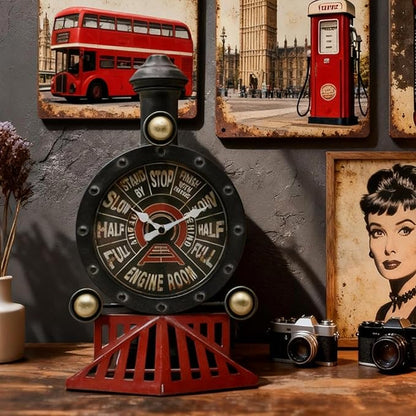 YOUKI Vintage Train Wall Decor,Steampunk Clock,Train Gifts for Men,Man Cave Clock,Wall Art for Office Bedroom