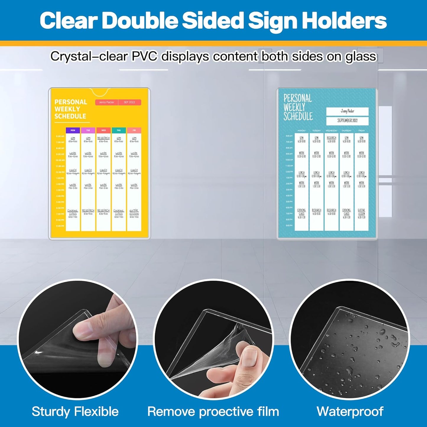 Magnetic Sign Holder 11 x 17, 20 Pack Rigid Magnetic Paper Holder Poster Display Frame, Clear Plastic Document Protectors with Magnet & Adhesive, Adhesive Frame for Wall Door Fridge Window