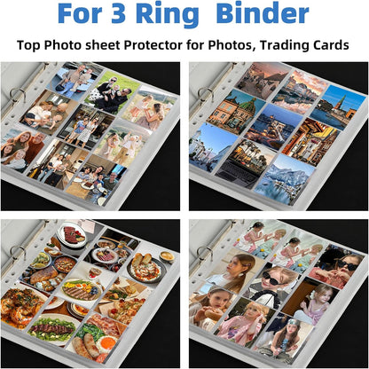 400 Pack 9 Pocket Trading Card Binder Pages, Holds 7200 Cards, Thickened Binder Sleeves, 3 Ring 9 Pocket Sheets for Sports Cards, Coupons Cards