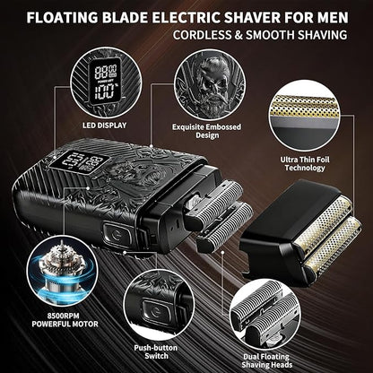 BESTBOMG Professional Cordless Mens Hair Clippers & Beard Trimmer and Electric Shavers Kits & Sets,Metal Hair Clippers Cutting Grooming Kit with Long Battery Life for Family Barber Use (Black)