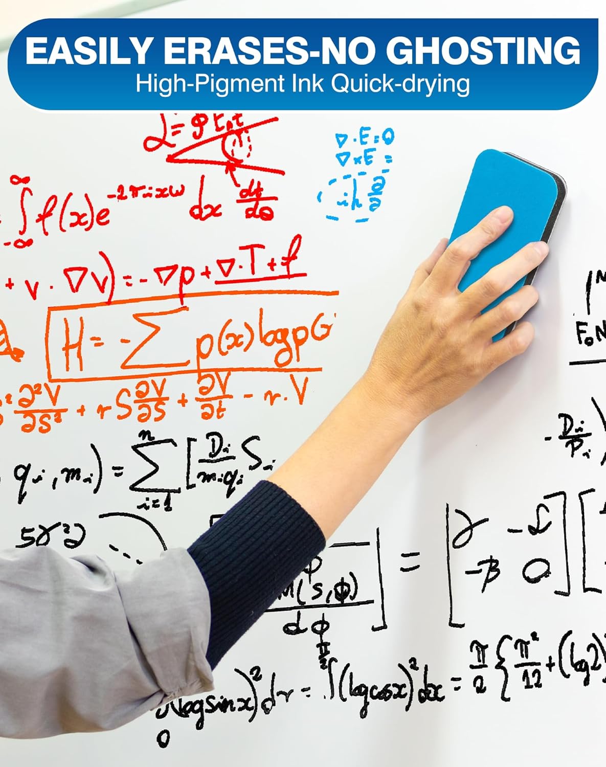 SFAIH Dry Erase Markers Chisel Tip with Magnetic Whiteboard Eraser, 36 Bulk 12 Assorted Colors White Board Markers for Teachers, Versatile Lines, 1s Quickly Dry, Perfect for Classroom and Office