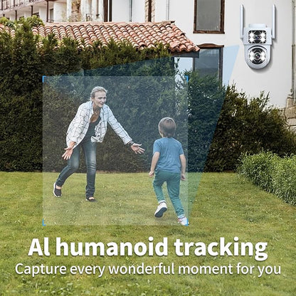 Dual-Lens Smart Indoor Outdoor Camera, 2K-3MP HD 5G WiFi, 360° AI Motion Tracking, IP65 Weatherproof, Color Night Vision, 24/7 Recording, 2-Way Audio, Baby/Nanny Cam(No Card Included)