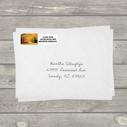 Scenic Landscape Rolled Address Labels / 500 Personalized Return Address Labels/Designer Address Stickers in Elegant Plastic Dispenser