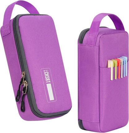 ECHSRT Big Pencil Case, Aesthetic Portable Zipper Pencil Bag with Hidden Pocket, Special Pouch for Men Women Adults, Stationery Organizer Pen Cases for Office Travel, Purple